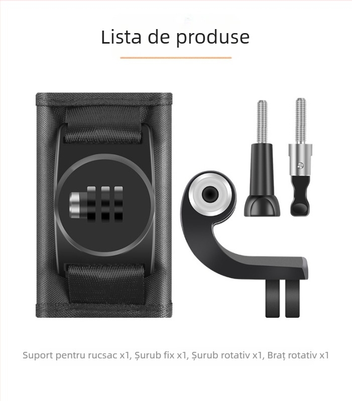 Clip pentru rucsac cu suport pentru curea, rotire de 360°, compatibil Insta360 Action3, pânză + PU