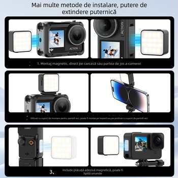 VRIG FD-02/01 Lumină de umplere magnetică pentru DJI Action5 – Material: plastic, versiune PCB, magnet; Compatibil cu Action5