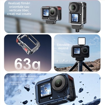 Dji Action6 Rabbit Cage – ramă de protecție din aliaj de aluminiu pentru filmare verticală și orizontală, 63 g, include 1 Rabbit Cage