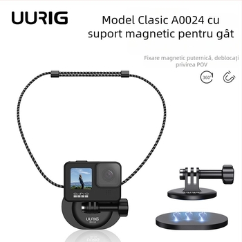 BH-14 Suport magnetic pentru gât pentru Insta360 Ace Pro, din plastic; Include bază magnetică și ambalaj; Servicii post-vânzare: trei garanții