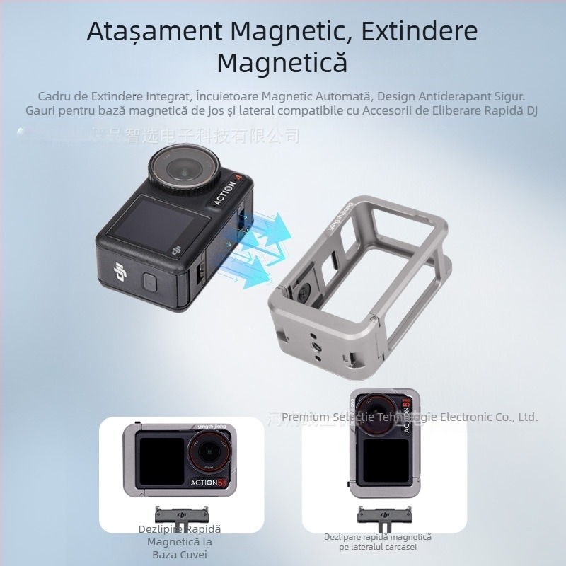 Cage din aliaj de aluminiu pentru DJI Action4/5 Pro - Shadow Craftsman, montaj rapid, filmare în poziții orizontale și verticale