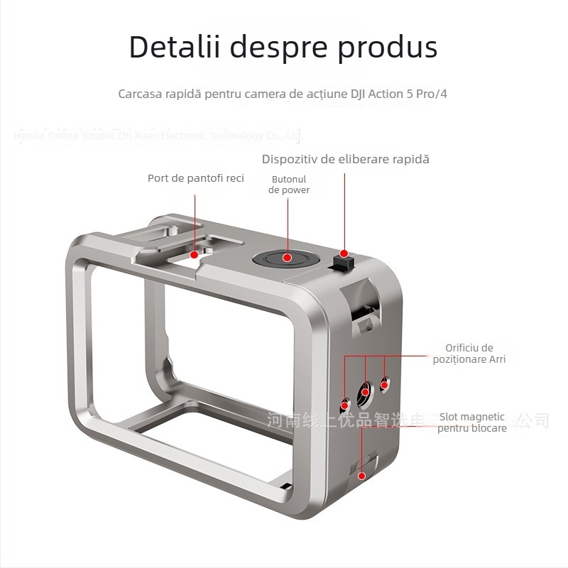 Cage din aliaj de aluminiu pentru DJI Action4/5 Pro - Shadow Craftsman, montaj rapid, filmare în poziții orizontale și verticale