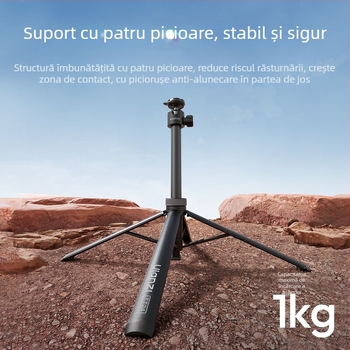 Ulanzi TT24 selfie stick cu design retractabil și placă cu eliberare rapidă, trepied din aluminiu pentru DSLR/Mirrorless/Gimbal/Camere de acțiune