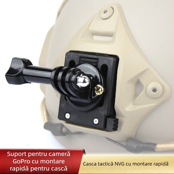 Suport de cască pentru camerele de acțiune GoPro, Xiaomi Yi și Mountain Dog - Nailon plastic, Eliberare rapidă