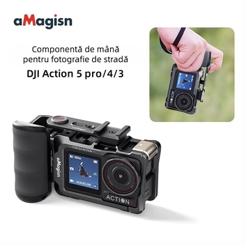 Amagisn Mâner pentru fotografiere de stradă pentru DJI Action 5Pro/4/3 – compatibil cu Action 5Pro/4/3; include ansamblu mâner pentru fotografierea de stradă; imprimare logo: suportată