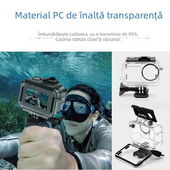 Carcasă spate impermeabilă cu ecran tactil pentru DJI Osmo Action 4/Action 3, modelul 2036, PC de înaltă transparanță rezistent la coroziune (Bayer 2805)