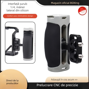 Cușcă pentru cameră cu interfață de 1/4, aliaj de aluminiu + silicon, mâner din silicon curbat