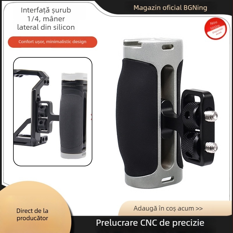 Cușcă pentru cameră cu interfață de 1/4, aliaj de aluminiu + silicon, mâner din silicon curbat