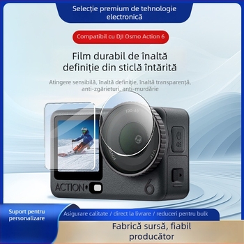 Set protecție ecran DJI Osmo Action 6 – Sticlă temperată pentru ecranul frontal, ecranul din spate și lentilă (compatibil Action6/6Pro)