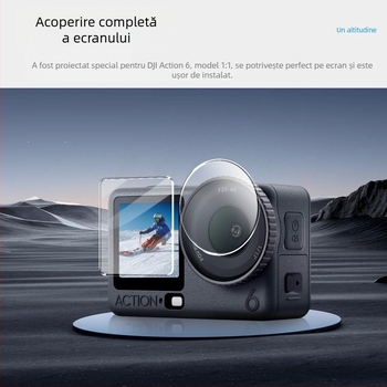 Set protecție ecran DJI Osmo Action 6 – Sticlă temperată pentru ecranul frontal, ecranul din spate și lentilă (compatibil Action6/6Pro)
