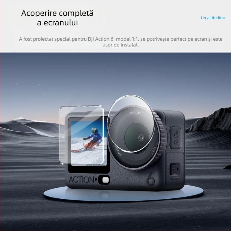 Set protecție ecran DJI Osmo Action 6 – Sticlă temperată pentru ecranul frontal, ecranul din spate și lentilă (compatibil Action6/6Pro)