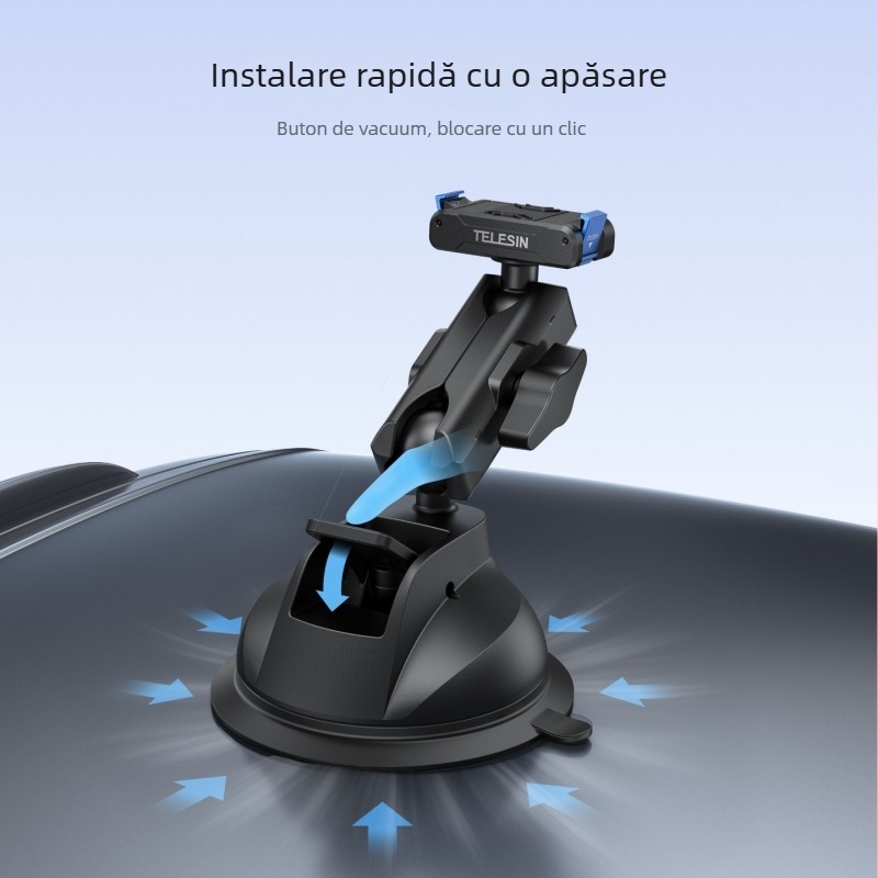 Suport din plastic cu ventuză pentru DJI Action 5 Pro/4 și Osmo 360 – compatibil cu Action 5 Pro/4 și Osmo 360, montaj pe geamul mașinii