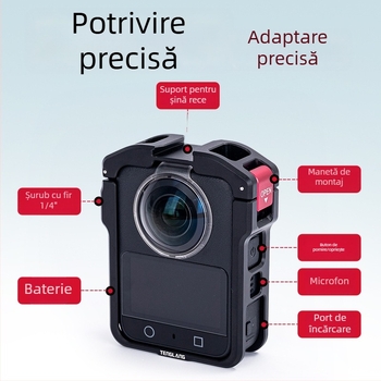 Cage metal pentru DJI Osmo 360 Cameră de acțiune panoramică (Material: aliaj de aluminiu + oțel inoxidabil + silicon; Model Tl-a10; Compatibil: DJI Osmo 360)