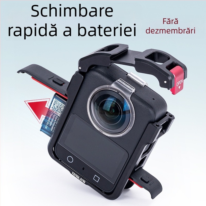 Cage metal pentru DJI Osmo 360 Cameră de acțiune panoramică (Material: aliaj de aluminiu + oțel inoxidabil + silicon; Model Tl-a10; Compatibil: DJI Osmo 360)