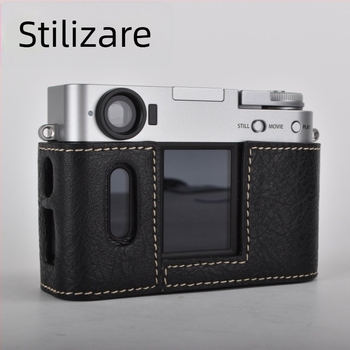 Geantă pentru cameră mirrorless Fujifilm X-Half cu fund PU din piele, protecție la șocuri, curea de umăr, căptușeală catifelată, incapere pentru un X-Half/X-HF