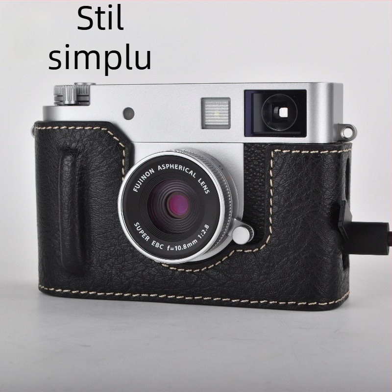 Geantă pentru cameră mirrorless Fujifilm X-Half cu fund PU din piele, protecție la șocuri, curea de umăr, căptușeală catifelată, incapere pentru un X-Half/X-HF