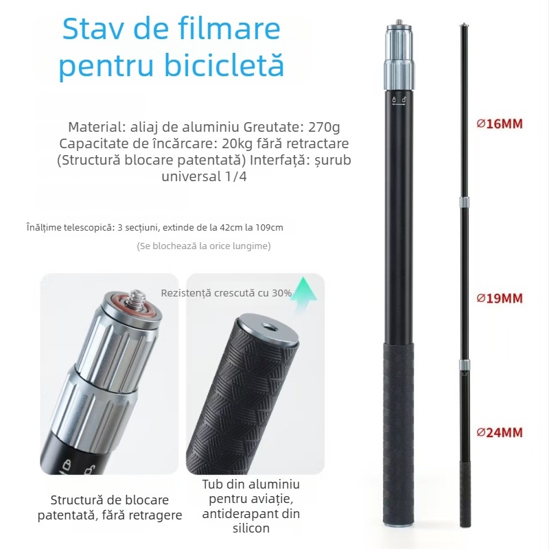 Paisd Universal din aliaj de aluminiu, suport pentru motocicletă cu protecție pentru selfie, compatibil cu Osmo360 camera