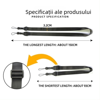Bandă universală de umăr pentru tablete, camere și telescoape; construcție din nailon și fibră super; compatibilă cu tablete, telescoape și camere; include curea și pungă de ambalare