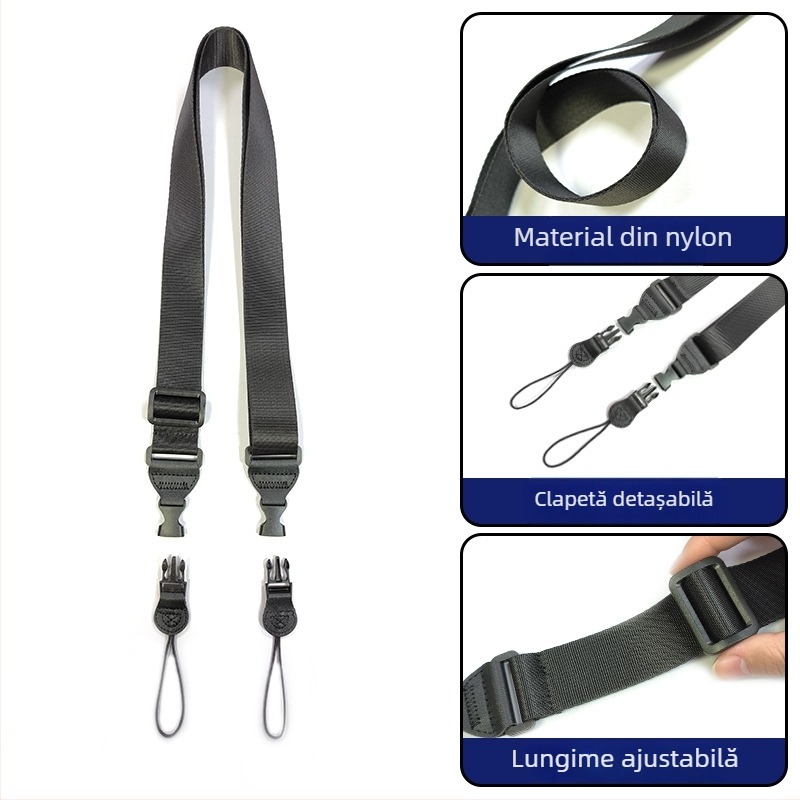 Bandă universală de umăr pentru tablete, camere și telescoape; construcție din nailon și fibră super; compatibilă cu tablete, telescoape și camere; include curea și pungă de ambalare