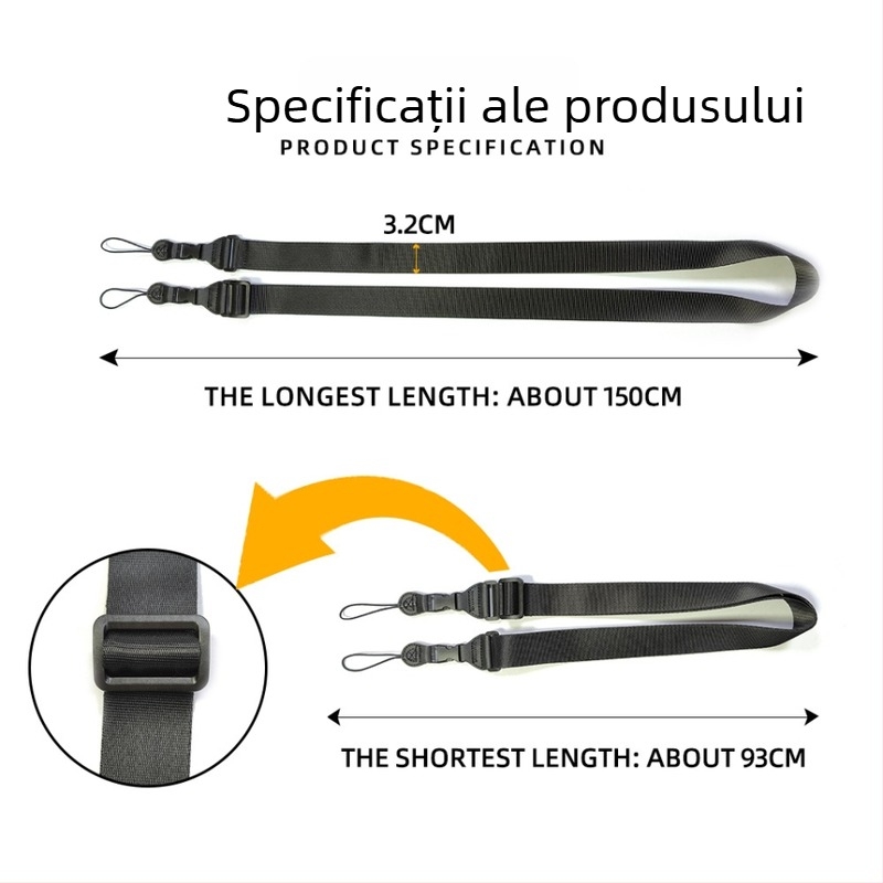 Bandă universală de umăr pentru tablete, camere și telescoape; construcție din nailon și fibră super; compatibilă cu tablete, telescoape și camere; include curea și pungă de ambalare