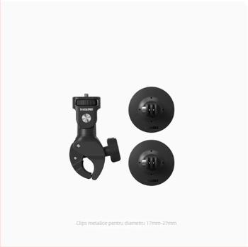 Set accesorii motocicletă Insta360 Shadow Stone pentru One X2, One X3, One RS, Go 3, Go 2 și alte camere de acțiune — construcție metalică; include clemă puternică și bază flexibilă de lipire