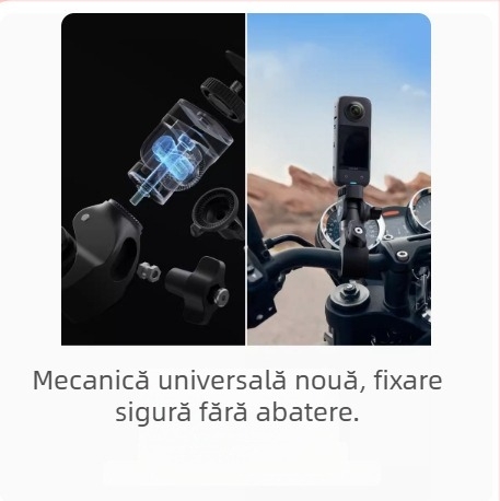 Set accesorii motocicletă Insta360 Shadow Stone pentru One X2, One X3, One RS, Go 3, Go 2 și alte camere de acțiune — construcție metalică; include clemă puternică și bază flexibilă de lipire