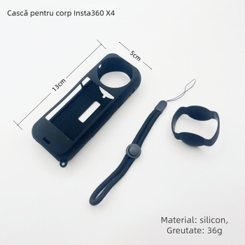 Insta360 X4 Carcasă de protecție din silicon – Shadow Stone X4 pentru cameră panoramică, protecție obiectiv, rezistentă la căderi