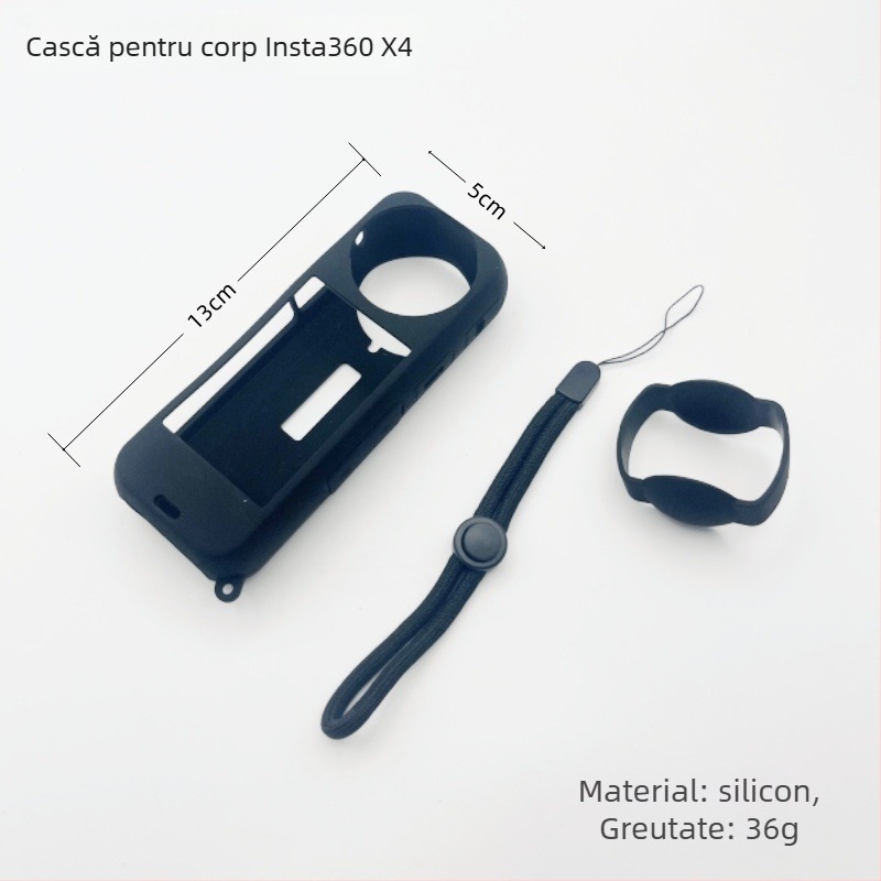 Insta360 X4 Carcasă de protecție din silicon – Shadow Stone X4 pentru cameră panoramică, protecție obiectiv, rezistentă la căderi