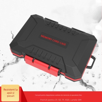 Casetă de stocare pentru carduri SD/TF/XQD/CF/SIM – ABS+ cauciuc, impermeabilă, rezistentă la căderi, rezistentă la praf; Capacitate: 30 carduri
