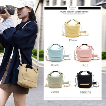 Geantă pentru aparat foto, tip peste umăr/crossbody pentru SLR/mirrorless, nailon impermeabil, unisex, stil urban minimalist.