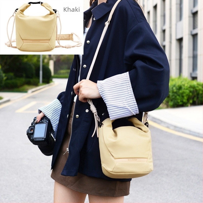 Geantă pentru aparat foto, tip peste umăr/crossbody pentru SLR/mirrorless, nailon impermeabil, unisex, stil urban minimalist.