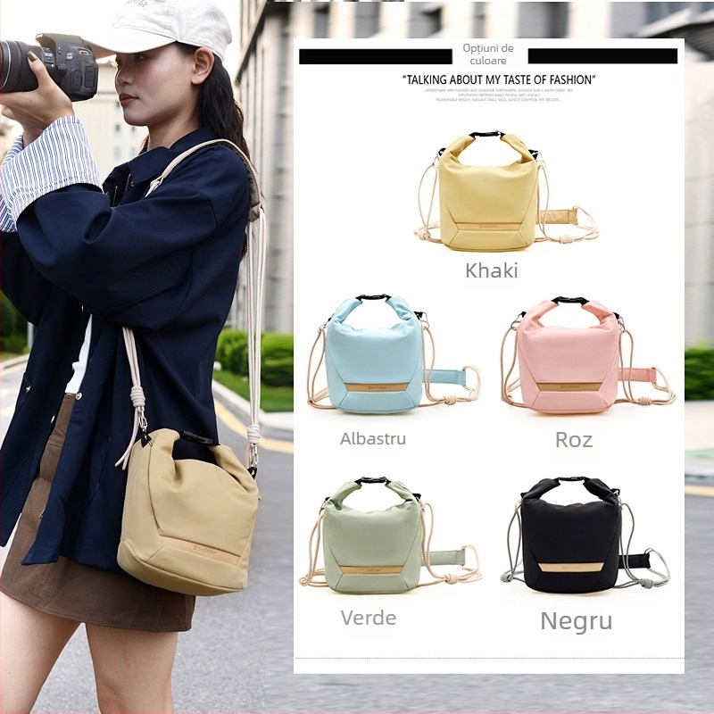 Geantă pentru aparat foto, tip peste umăr/crossbody pentru SLR/mirrorless, nailon impermeabil, unisex, stil urban minimalist.