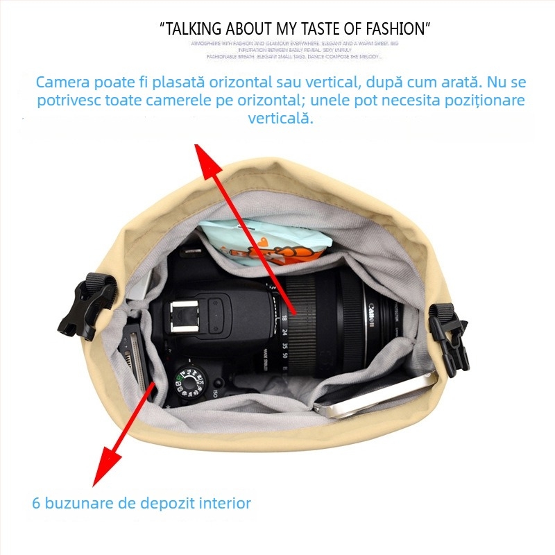 Geantă pentru aparat foto, tip peste umăr/crossbody pentru SLR/mirrorless, nailon impermeabil, unisex, stil urban minimalist.