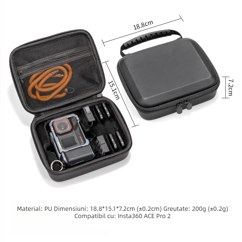 Carcasă de stocare cu amortizare pentru Insta360 Ace Pro2 – model 360ace, PU