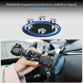 Suport adaptor magnetic de extindere pentru DJI Pocket 3, cu bază de birou cu ventuză auto (Material: aliaj de aluminiu + silicon; Brand: Strange leaves; Compatibil: DJI Pocket 3)