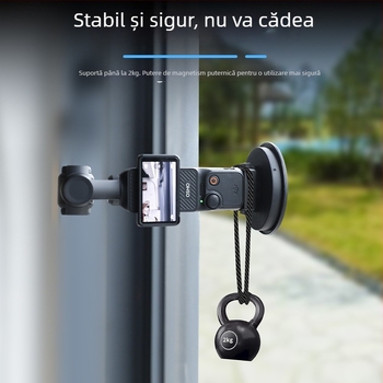 Suport adaptor magnetic de extindere pentru DJI Pocket 3, cu bază de birou cu ventuză auto (Material: aliaj de aluminiu + silicon; Brand: Strange leaves; Compatibil: DJI Pocket 3)