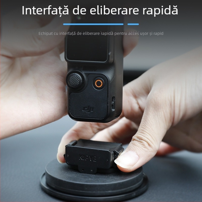 Suport adaptor magnetic de extindere pentru DJI Pocket 3, cu bază de birou cu ventuză auto (Material: aliaj de aluminiu + silicon; Brand: Strange leaves; Compatibil: DJI Pocket 3)