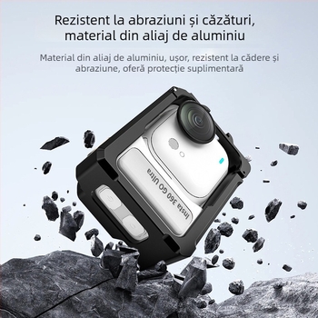 Carcasă de protecție din aliaj de aluminiu pentru Insta360 GO Ultra cu șină Cold Shoe metalică