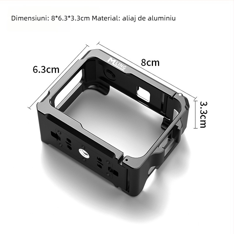 Carcasă de protecție din aliaj de aluminiu pentru Insta360 GO Ultra cu șină Cold Shoe metalică