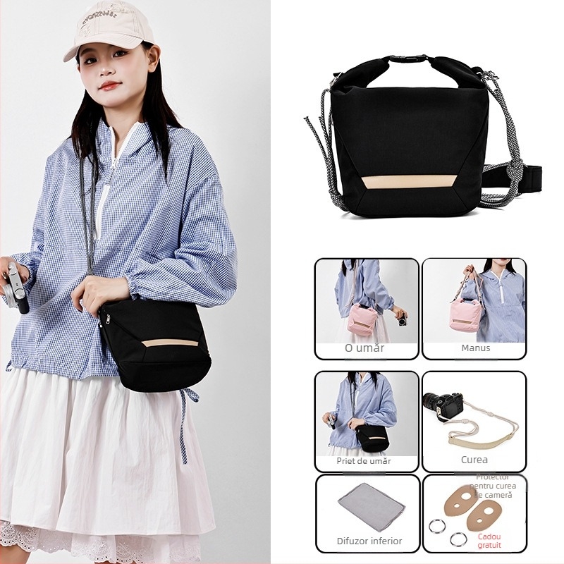 Geantă pentru cameră crossbody pentru Fujifilm mirrorless și Canon – ultra-ușoară, husă din nylon cu căptușeală poliester
