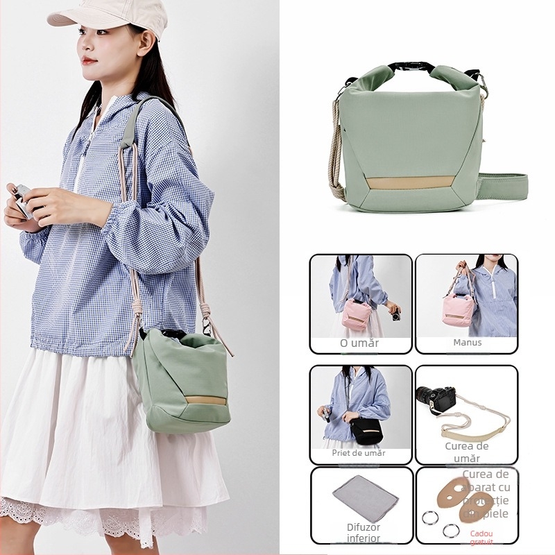 Geantă pentru cameră crossbody pentru Fujifilm mirrorless și Canon – ultra-ușoară, husă din nylon cu căptușeală poliester