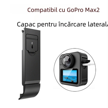 Capac baterie GoPro MAX2, cu deschidere laterală, protecție împotriva prafului și încărcare, silicon+ABS