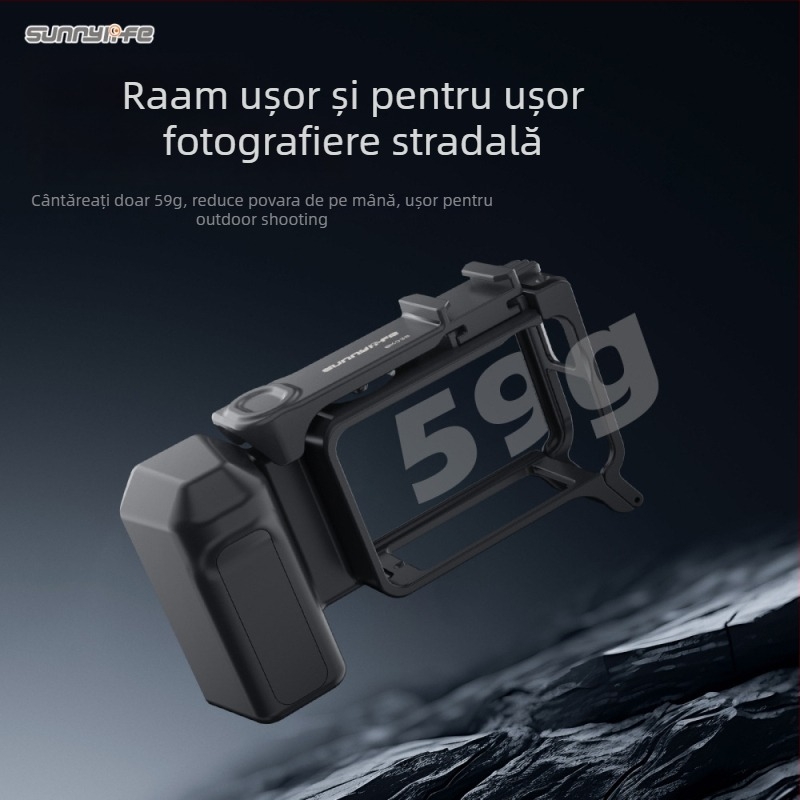 Mâner Sunnylife Action 5Pro/4/3 cu eliberare rapidă și husă protectoare Rabbit Cage (OA5-BK038, Plastic + Silicon)