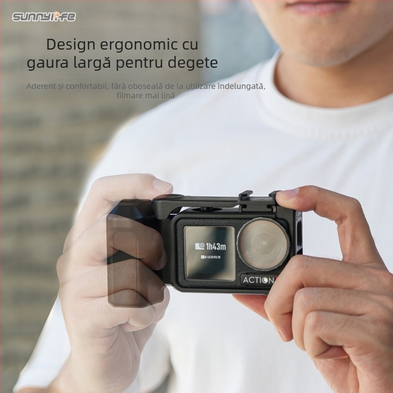 Mâner Sunnylife Action 5Pro/4/3 cu eliberare rapidă și husă protectoare Rabbit Cage (OA5-BK038, Plastic + Silicon)