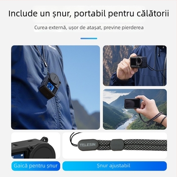 Carcasă protector din silicon pentru DJI Osmo Action 6 – model S6-ptc-11; Compatibil cu S6-ptc-11; Material: silicon; Include: husă din silicon și șnur de purtare