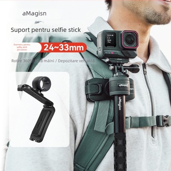 Suport pentru selfie stick pentru camere de acțiune – Amagisn amy, ABS+silicone, compatibil cu Insta360, DJI, GoPro