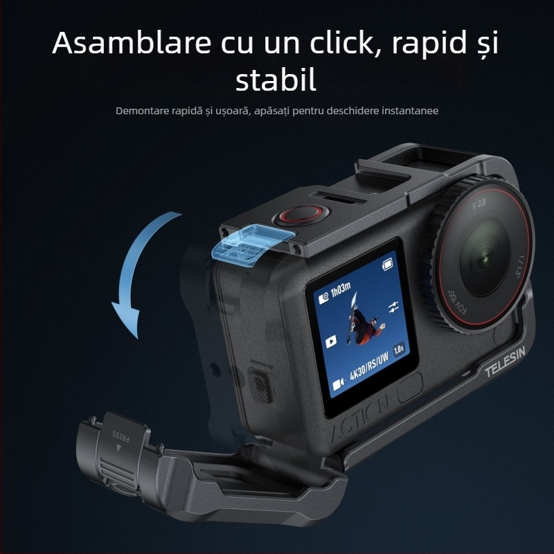 Telesin DJI Action6 cușcă din aliaj de aluminiu – cadru protector pentru cameră de acțiune