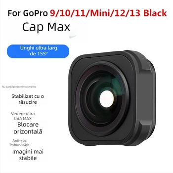 Fu Tae-Hiro Lentilă unghi larg pentru GoPro 9/10/11/MINI/12/13 — sticlă optică, logo personalizabil, compatibil cu GoPro