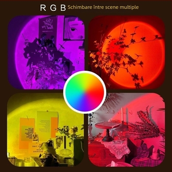 Lumină de umplere pentru fotografie cu proiecție ambientală – alimentare USB, montaj pe perete, control manual, proiecție de amurg cu curcubeu, lampă de noapte
