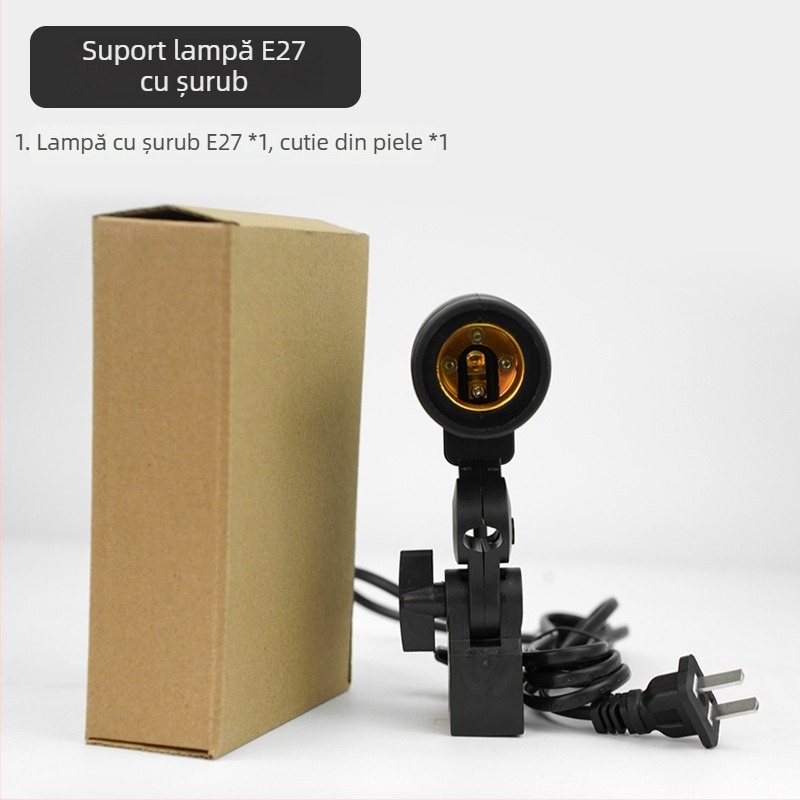Suport E27 pentru lampă cu orificiu pentru umbrelă de fotografiat, aparat de iluminat cu lumină moale, model E27; tip produs: aparat de iluminat cu lumină moale; compatibil cu umbrele de lumină moale; material plastic; sarcină maximă 2-5 kg